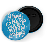 Dhcrafts Blue Color Pin Badges Quotes Happiness Is Warm Puppy Glossy Finish Design Pack Of 1