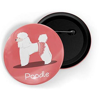 Dhcrafts Pin Badges Red Color Poodle Pet Dog Glossy Finish Design Pack Of 1