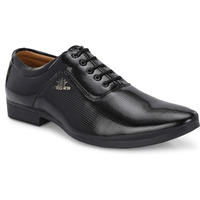 Aadi Men's Black Synthetic Leather Derby Formal Shoes