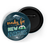 Dhcrafts Pin Badges Blue Ready For New Adventure Adventure Glossy Finish Design Pack Of 1 (58Mm)