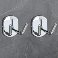 Fortune Double Bath Towel Hook, Wall Mount 304 Stainless Steel Double Robe Hook, Bathroom Kitchen Towel Hanger, Hand Towel Holder For Wall - Bathroom Accessories (Pack Of 2)
