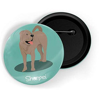 Dhcrafts Pin Badges Green Color Sharpei Pet Dog Glossy Finish Design Pack Of 1