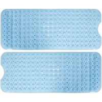 Hokipo Pvc Extra Long Bath Tub Mat With Anti-Skid Suction Cups (Blue, 40 Cm X 100 Cm)