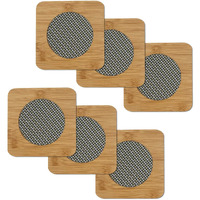 Hokipo Eco-Friendly Bamboo Wooden Coasters For Home Pan Pot Holder For Dining Table Heat Pad For Kitchen - Pack Of 6 (Ar2922*6)