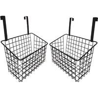 Styleys Iron Multifunctional Kitchen Rack Over The Cabinet Door Wire Storage Basket, S11102, Black - Pack Of 2, Square
