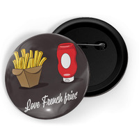 Dhcrafts Pin Badges Black Food Lovers Love French Fries Glossy Finish Design Pack Of 1