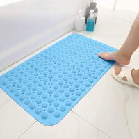 Hokipo Anti-Slip Bathroom Shower Mat With Suction Cups (Blue, Pvc, 46 Cm X 78 Cm)