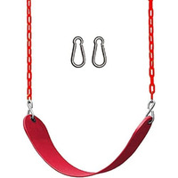 Toy Park Kids Flexible Swing Seat Heavy Duty 60" Chain Plastic Coated, Playground Swing Set Accessories For Kids & Adults With Snap Hooks, Safe And Comfortable- Red, 14 Centimeters