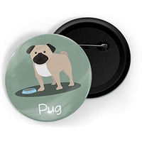 Dhcrafts Pin Badges Green Color Pug Pet Dog Glossy Finish Design Pack Of 1