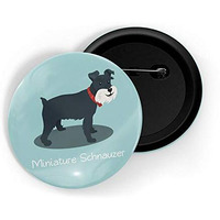 Dhcrafts Pin Badges Blue Color Miniature Schnauzer Pet Dog Glossy Finish Design Pack Of 1
