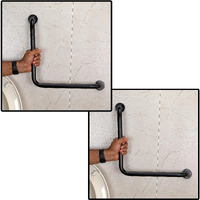 Fortune Stainless Steel L Shape Grab Bar For Bathroom & Bathtub Wall Mounted Safety Hand Support Rail, Balance Handle, Towel Bar, Bathroom Accessories Homes, Hotels - (Pack Of 2, Black Finish)