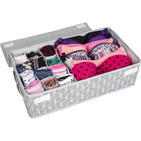 Homestrap Undergarment Organizer For Women 12+1 Compartment Non-Smell Foldable Printed Storage Box For Underwear | Innerware For Bra, Socks, Ties & Scarves(Grey)(Featured On Shark Tank)(Non-Woven)