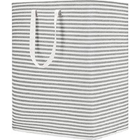 House Of Quirk Laundry Hamper 100L Collapsible Large Laundry Baskets With Easy Carry Handles Freestanding Storage Basket For Toys Clothes Organizer (100 Litre, White Grey Stripe)
