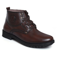 Zoom Boot For Men Leather High Ankle Formal Casual Boot With Laces For Adults Super Comfortable With Lightweight And Slip Resistant Sole A-4701 (Brown)