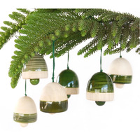 Maya Organic Wood Christmas Decor (Green) Pack Of 6