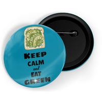 Dhcrafts Pin Badges Blue Food Lovers Keep Calm And Eat Green D5 Glossy Finish Design Pack Of 1