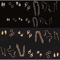 Diy Crafts 250 Gram, Chorme Silver, Silver/Gold Color Metal Parts Mix Set For Making Bracelet Necklace Earring Jewelry Findings Accessories Manual # (250 Gram, Chorme Silver)