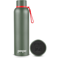 Pexpo Bravo 1000 Hot & Cold Isi Certified Flask- Military Green- Stainless Steel Water Bottle | Office| Gym| Travelling| Home| School| Adults & Kids,1000 Ml