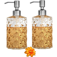 Luximal 2'Pack Crystal Glass Soap Dispenser Set (400Ml Each) | Refillable Handwash & Sanitizer Bottle With Abs Pump For Bathroom, Kitchen, Sink & Wash Basin