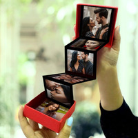 Exciting Lives - Personalised Photo Popup Box With 6 Pictures - Valentine's Day, Birthday, Anniversary, Husband, Wife, Girlfriend, Boyfriend, Brother, Sister, Friend, Multicolor, 1 Count