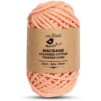 Little Birdie Macrame Thread For Craft | Cotton Twisted Cord Peach 3Mm 3 Ply 25 Mtr | Cotton Thread For Craft