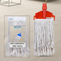 Dichot Wet Mop Refill 300 Gm With Clip And Check Duster Cloth, (Red) (Pack Of 4)