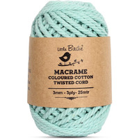 Little Birdie Macrame Thread For Craft | Cotton Twisted Cord Sea Green 3Mm 3 Ply 25 Mtr| Cotton Thread For Craft