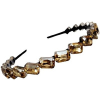 Deepti Chandna Designs Stunning And Elegant Handcrafted Headband, Featuring Crystals & Stones For Women (Gold Shadow Thick Rectangular Stone)