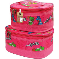 Atorakushon Makeup Storage Box Cosmetic Vanity Travel Toiletry Bag Necklace Organizer Jewellery Pouch For Women (Pink Set Of 2 Box)