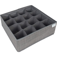 Hokipo Fabric Closet Clothing Drawer Storage Organizer With Compartments For Undergarments And Socks (Grey) - Set Of 1
