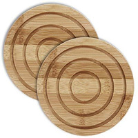 Hokipo Eco-Friendly Extra Thick Bamboo Wooden Coasters For Home Pan Pot Holder For Dining Table Heat Pad For Kitchen - Pack Of 2 (Ar2924)