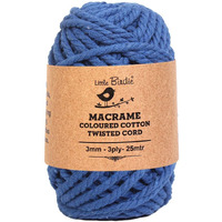 Little Birdie Macrame Thread For Craft | Cotton Twisted Cord Royal Blue 3Mm 3 Ply 25 Mtr| Cotton Thread For Craft