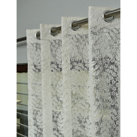 Yellow Weaves Net Curtain For Door, Cream Color, Leaves String, 9 Feet - Pack Of 2, Grommets