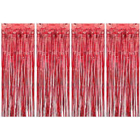 Vail Creations Metallic Foil Curtains For Birthday Decoration/Metallic Curtains For Anniversary, Graduation, Retirement, Baby Shower Dcor (Red, Pack Of 4)