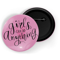 Dhcrafts Pink Color Pin Badges Quotes Girls Can Do Anything Glossy Finish Design Pack Of 1