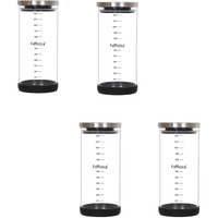 Femora Borosilicate Glass Jar With Silicon Bottom & Air Tight Steel Lid|Glass Jars For Kitchen|Kitchen Storage Jars|1 Year Warranty|Jars For Gifting, Snacks, Spice, Cookies, Dry Food|900 Ml| Set Of 4