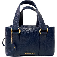 Mandava Women's Pu Leather Mini Handbag, Top Handle Small Satchel Bag For Ladies (Midnight Blue)
