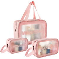 Clear Cosmetic Bag, Makeup Pouch Bag, Transparent Travel Toiletry Bag, Zipper Wash Bag With Handle Household Grooming Kit Portable Organizer Case Carry Pouch