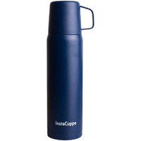 Instacuppa Thermosteel Flask With Stainless Steel Mug And Twist Pour Stopper Screw Lid, Double Walled Vacuum Insulated Beverage Bottle, Premium Matte Finishing, (700 Ml, Navy Blue)