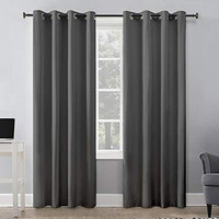Bhoomi Impex Room Darkening Blackout Curtain Long Door - 9 Feet, Thermal Insulated Eyelet Noise Reducing Blackout Curtains - Dark Grey Soild