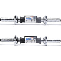 Kobo Dr-B Imported 14 Inch Long Dumbbell Rod, Diameter 30 Mm, Solid Rod, With Flower Nut Locks Chrome Finish (1 Pair)