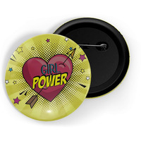 Dhcrafts Yellow Color Pin Badges Quotes Girl Power D14 Glossy Finish Design Pack Of 1