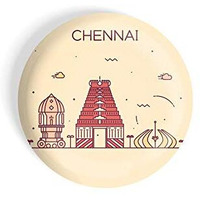 Dhcrafts Fridge Magnet Brown Color Chennai Glossy Finish Design Pack Of 1