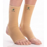 Necare Premium Nylon & Cotton Orthopedic Pain Relief Ankle Compression Support Cap Brace/Sleeves (1 Pair), For Men And Women (L, Beige)