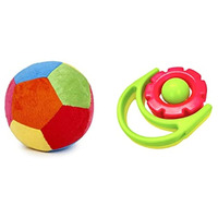 Little Innocents Non-Toxic, Bpa Free, Isi Marked Baby Rattles With Baby Soft Toy Play Ball Combo Pack For Infants (2- Pcs Set -Bc)