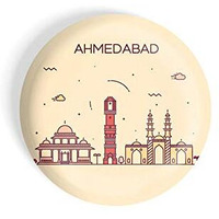 Dhcrafts Fridge Magnet Brown Color Ahmedabad Glossy Finish Design Pack Of 1