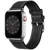 Sounce Compatible For Watch Band 38Mm 40Mm 41Mm Adjustable Genuine Pu Leather Wristband Loop For Watch Series 7/6 / 5/4 / 3/2 / Se Bands Men Women Black (Watch Is Not Included)