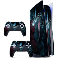 Gadgets Wrap Printed Vinyl Skin Sticker Decal For Sony Ps5 Playstation 5 Disc Edition Console & 2 Controller (Skin Only, Console & Controller Not Included.) - Venom And Spider Multicolor