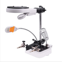 Catchex Auxiliary Clip Loupe Magnifier - Pcb Soldering Magnifying Glass With Dual Mode 6 Led Lamp
