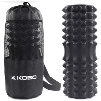 Kobo Ac-94 High-Density 13 Inch Long Deep Tissue Roller/Textured Round Foam Rollers - For Back, Physical Therapy, Exercises, Deep Tissue Muscle Massage, 13 Inches (Black), With Travel Carry Bag